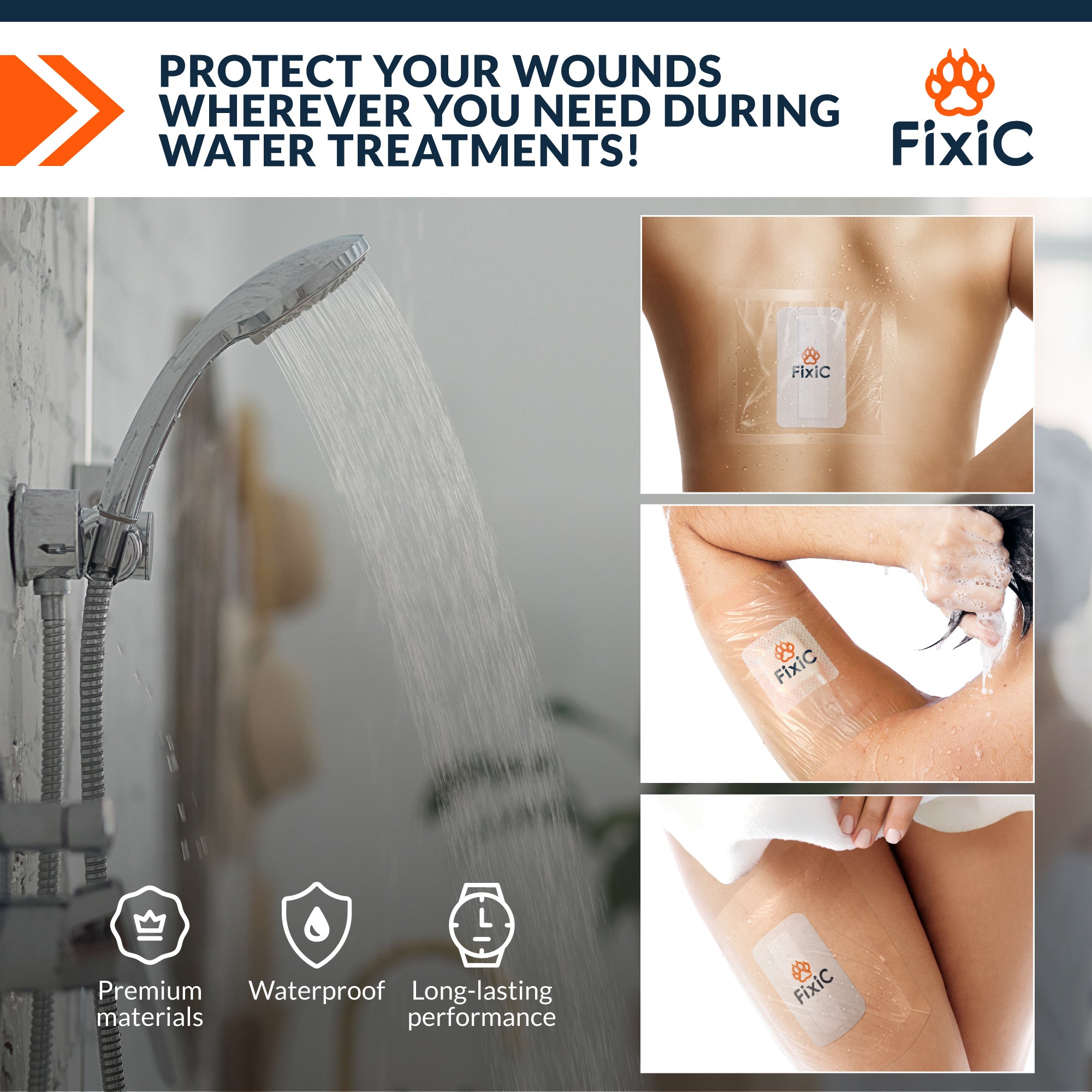 Fixic 7 PCS Set Transparent Film Dressing Waterproof - 9 x 9 in Transparent Dressing Waterproof to Cover Wounds - Premium Waterproof