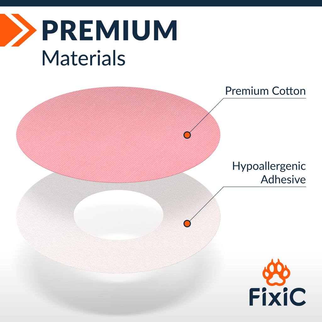 Freestyle Adhesive Patches by Fixic - Good for Libre 1, 2, 3 - Pack of 25 – NO Glue in The Center - Round (Color: Pink)