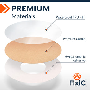 Adhesive Patches for Libre 1, 2, 3 by FixiC - Pack of 25 - No Glue in the Center (Color: Beige)