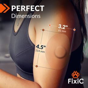 Adhesive Patches by FixiC - Pack of 25 (Medtronic, Libre 1, 2, 3, Dexcom) - Oval (Color: Tan)
